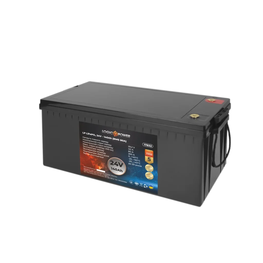 Акумулятор LogicPower LP LiFePO4 24V - 140Ah (BMS 80A), пластик