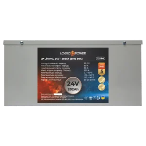 Акумулятор LogicPower LP LiFePO4 24V - 202Ah (BMS 80А) метал