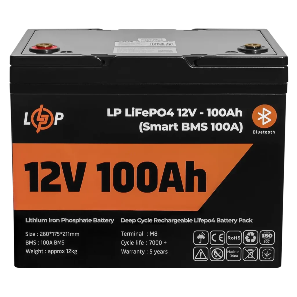 Акумулятор LogicPower LP LiFePO4 для ДБЖ 12V - 100Ah (BMS 100A), пластик