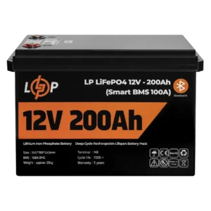 Акумулятор LogicPower LP LiFePO4 для ДБЖ 12V - 200Ah (BMS 100A), пластик