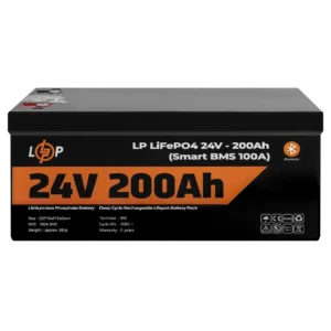 Акумулятор LogicPower LP LiFePO4 для ДБЖ 24V - 200Ah (BMS 100A), пластик