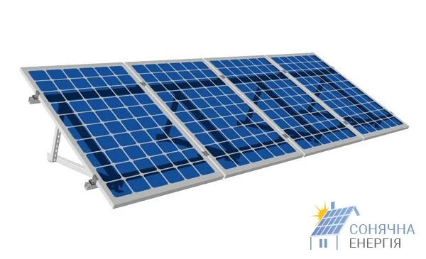 Система кріплень 4 сонячних панелей на плоский дах